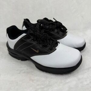 Nike Sport Performance Kids Golf Shoes White Black Gold Spiked 314414-101 Sz 3